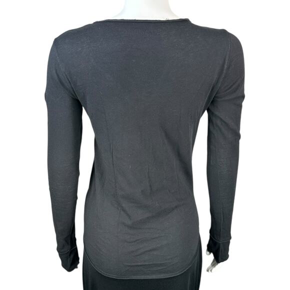 Zadig & Voltaire Top Tshirt Womens Small Skull Long Sleeve Distressed Black - Picture 7 of 9